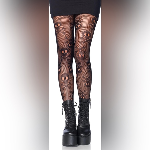 Pirate Booty Skull Net Tights Panty House Adult - Picture 1 of 2